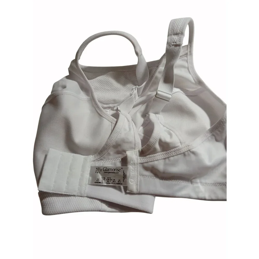 Glamorise Womens White High Impact Sports Bra CH991 Magic Lift Size 38D Wireless - Picture 9 of 11